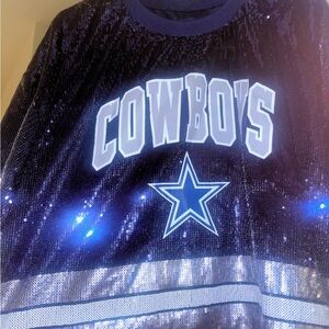 Cowboys Sequin Cropped Women’s Jersey - Blue